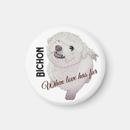 Liefde heeft Bichon vacht Magneet (Voorkant)