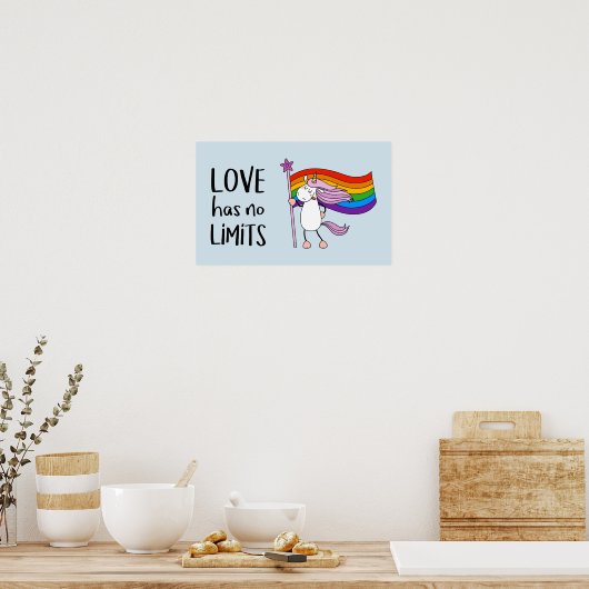 Liefde heeft geen grenzen Unicorn Poster (Keuken)