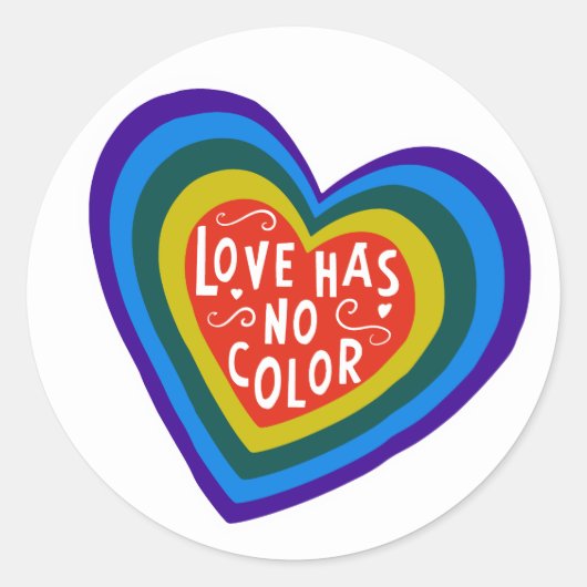 Liefde heeft geen kleuren tegen racisme/discrimina ronde sticker (Voorkant)
