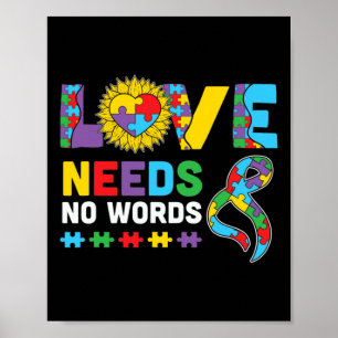 Liefde heeft geen woord nodig ASL Autisme Bewustzi Poster