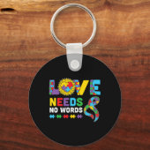 Liefde heeft geen woord nodig ASL Autisme Bewustzi Sleutelhanger (Voorkant)