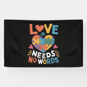 Liefde heeft geen woorden Autisme bewustzijn Spandoek