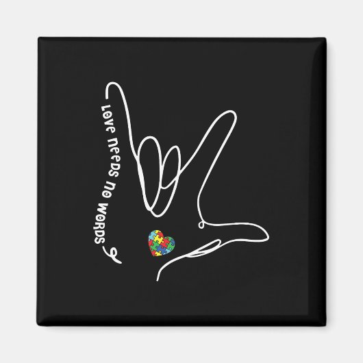 Liefde heeft geen woorden nodig ASL Puzzel Stuk Ha Magneet (Voorkant)