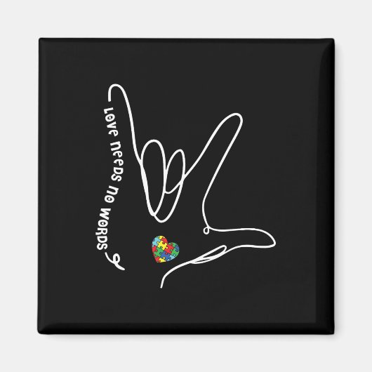 Liefde heeft geen woorden nodig ASL Puzzel Stuk Ha Magneet (Voorkant)