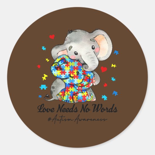 Liefde heeft geen woorden nodig Autisme Awareness Ronde Sticker (Voorkant)