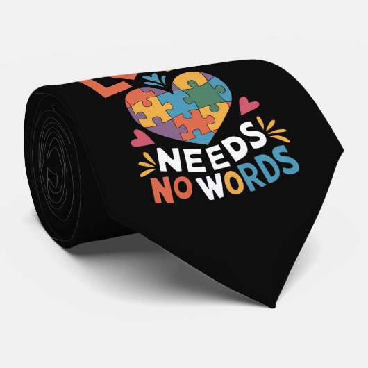 Liefde heeft geen woorden nodig Autisme Awareness Stropdas (Opgerold)
