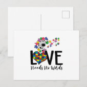 Liefde heeft geen woorden nodig Autisme Bewustheid Aankondigingskaart (Voorkant / Achterkant)