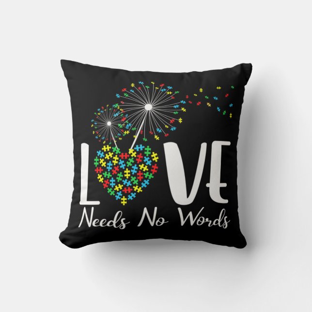 Liefde heeft geen woorden nodig Autisme Bewustheid Kussen (Voorkant)