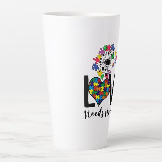 Liefde heeft geen woorden nodig Autisme Bewustheid Latte Mok (Voorkant)