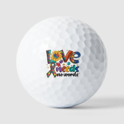 Liefde heeft geen woorden nodig - Autisme Bewustzi Golfballen (Voorkant)