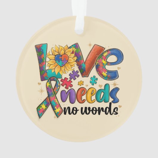 Liefde heeft geen woorden nodig - Autisme Bewustzi Ornament (achterkant)