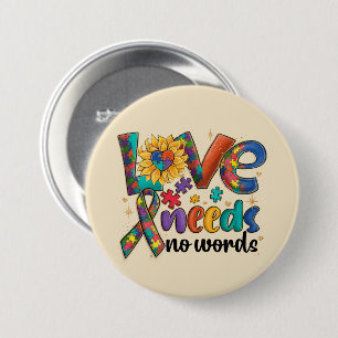 Liefde heeft geen woorden nodig - Autisme Bewustzi Ronde Button 7,6 Cm