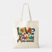 Liefde heeft geen woorden nodig - Autisme Bewustzi Tote Bag (Achterkant)