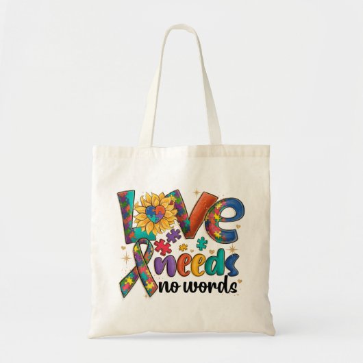 Liefde heeft geen woorden nodig - Autisme Bewustzi Tote Bag (Voorkant)