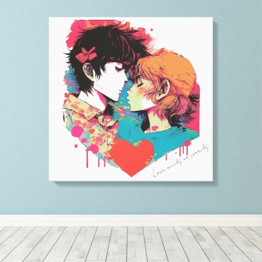 Liefde heeft geen woorden nodig canvas afdruk (Insitu (Houten vloer))