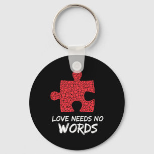 Liefde heeft geen woorden nodig Puzzel Heart Desig Sleutelhanger