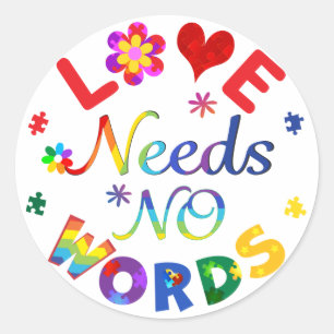 Liefde heeft geen woorden nodig ronde sticker