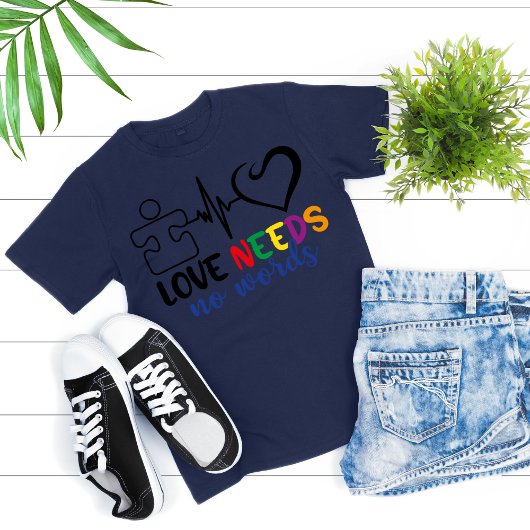 Liefde heeft geen woorden nodig, zelfbewustzijn t-shirt