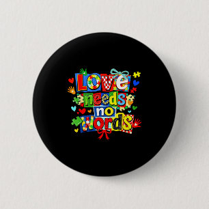 Liefde heeft geen woorden puzzel coquette strik au ronde button 5,7 cm