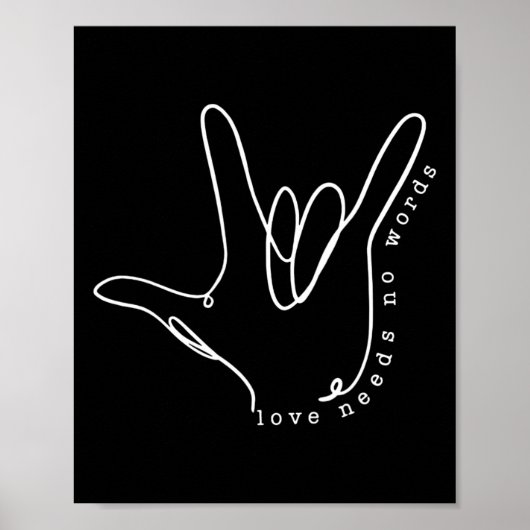Liefde heeft geen Word ASL Autisme Bewustheid SPED Poster (Voorkant)
