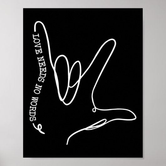 Liefde heeft geen Word ASL Autisme Bewustheid SPED Poster (Voorkant)