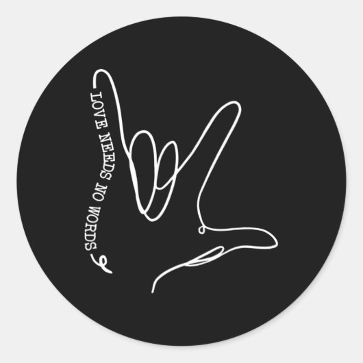 Liefde heeft geen Word ASL Autisme Bewustheid SPED Ronde Sticker (Voorkant)