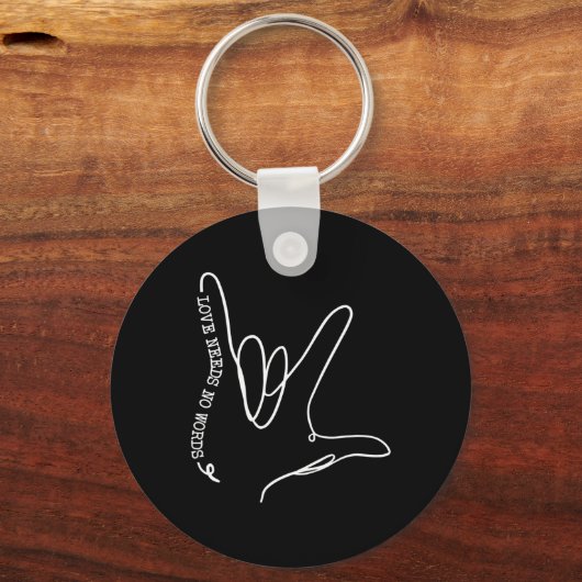Liefde heeft geen Word ASL Autisme Bewustheid SPED Sleutelhanger (Achterkant)