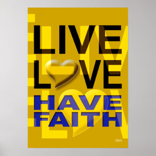 Liefde heeft geloof mosterdgeel poster