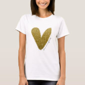 Liefde heeft nooit gefaald Faux Glittery Gold Hear T-shirt (Voorkant)