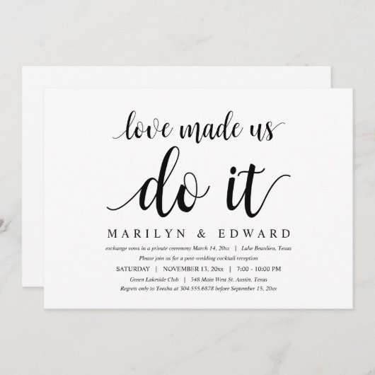 Liefde heeft ons dit laten doen, Moderne Post-Huwe Kaart (Voorkant / Achterkant)