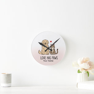 Liefde Heeft Poten Mooie Minimalistische Hond- e Ronde Klok