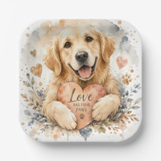 Liefde Heeft Vier Pootjes Goud Retriever Aquarel H Papieren Bordje