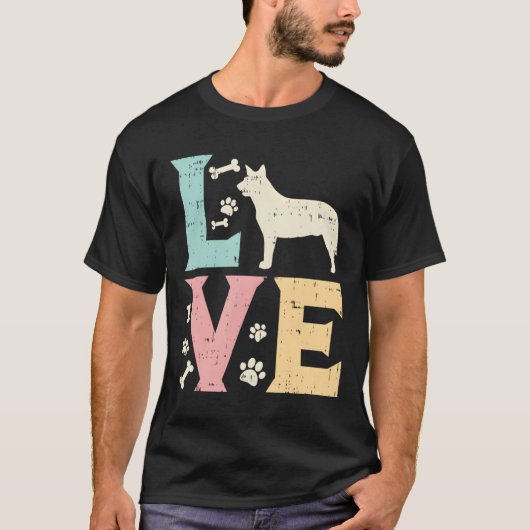 Liefde Heeler Dier Pet Blauw Rood Rundvee Hond Mei T-shirt (Voorkant)