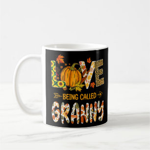 Liefde heet Granny Pumpkin Fall Leaves Dank u Koffiemok