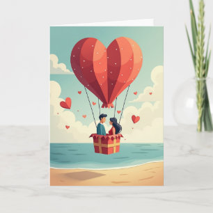 Liefde Heet Luchtballon Koppel Kaart