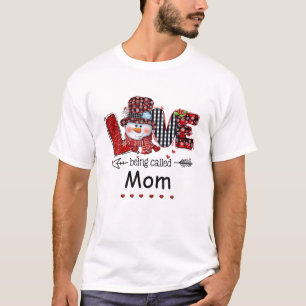 Liefde heet mam Snowman Kerstmis Red Pset T-shirt