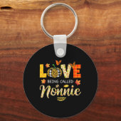 Liefde heet Nonnie Pumpkin Fall Leaves Dank Sleutelhanger (Voorkant)