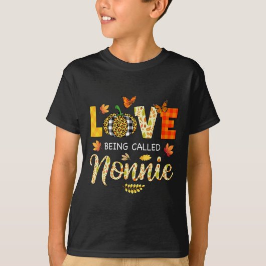 Liefde heet Nonnie Pumpkin Fall Leaves Dank T-shirt (Voorkant)