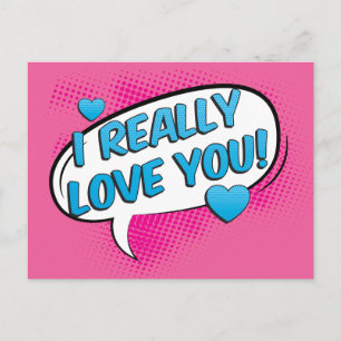 Liefde Heet Roze & Blauwe Turkoois Hart Briefkaart