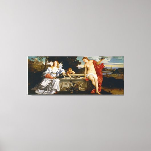Liefde heilig en profane liefde van Titiaan Canvas Afdruk (Voorkant)