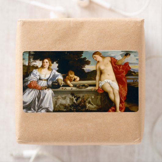 Liefde heilig en profane liefde van Titiaan Etiket (Insitu)