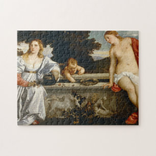 Liefde Heilige en Profane Liefde door Titian Cupid Legpuzzel