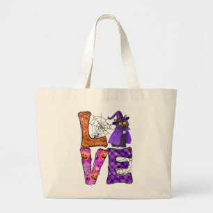 Liefde - Heks Zwarte Kat Grote Tote Bag