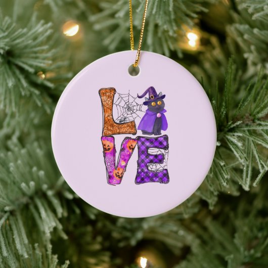 Liefde - Heks Zwarte Kat Keramisch Ornament (Boom)