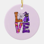 Liefde - Heks Zwarte Kat Keramisch Ornament (Voorkant)