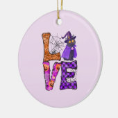 Liefde - Heks Zwarte Kat Keramisch Ornament (Links)