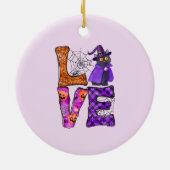 Liefde - Heks Zwarte Kat Keramisch Ornament (Achterkant)