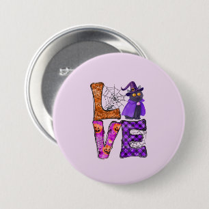 Liefde - Heks Zwarte Kat Ronde Button 7,6 Cm