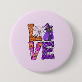 Liefde - Heks Zwarte Kat Ronde Button 7,6 Cm (Voorkant)
