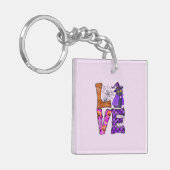 Liefde - Heks Zwarte Kat Sleutelhanger (Voorkant Links)